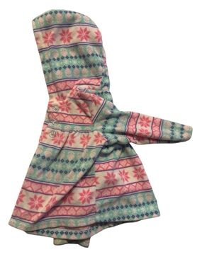 Carter's Pink and Mint Fair Isle Fleece Hooded Coat